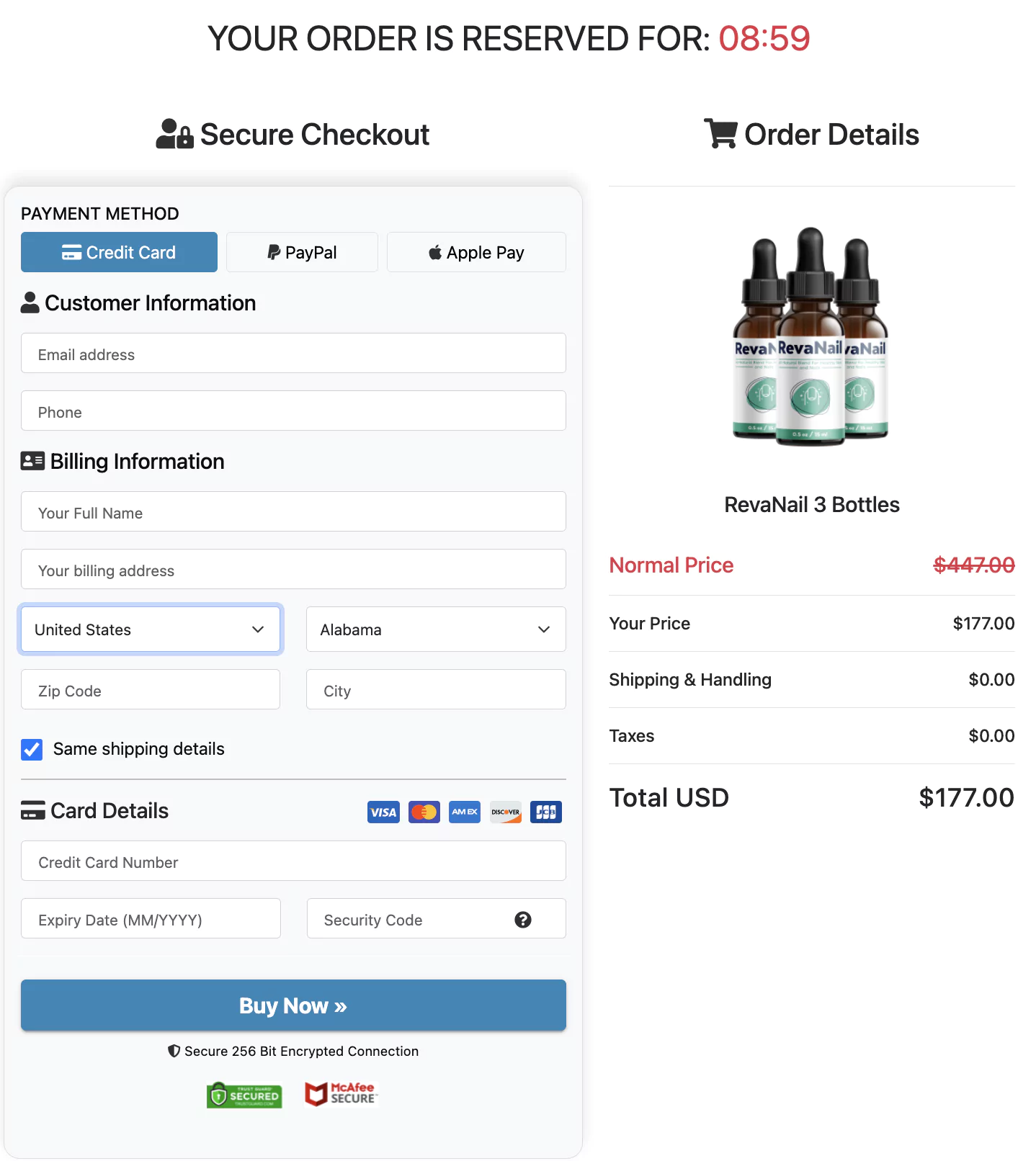revanail-checkout-page
